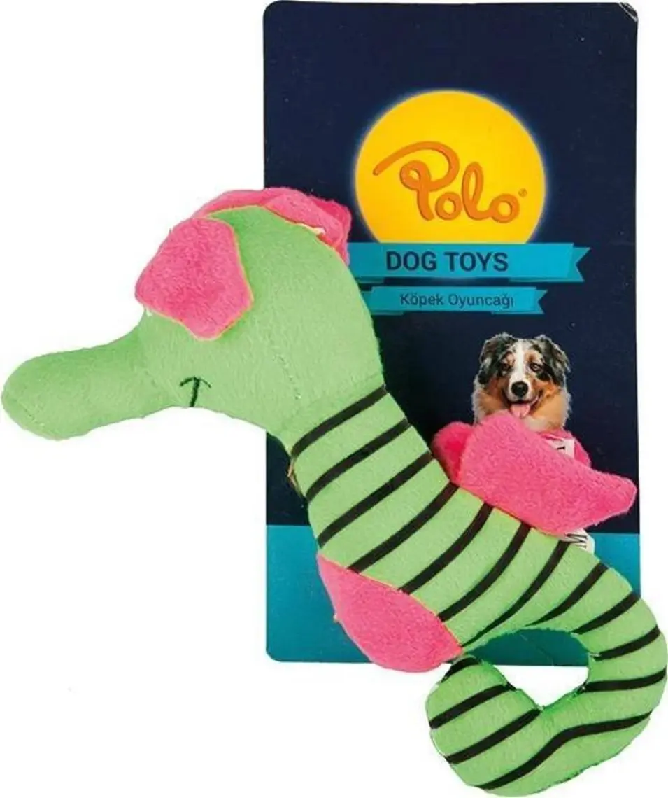 Polo. Peluş Çizgili Denizatı Yeşil/Mavi Köpek Oyuncağı 18 Cm