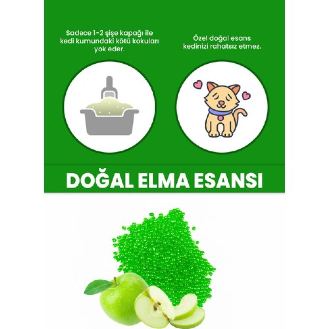 Kedi Kumu ve Tuvaleti Koku Giderici Granül, Elma Ferahlatıcı Etkili, Kokusuz Tuvalet Için, 250ML