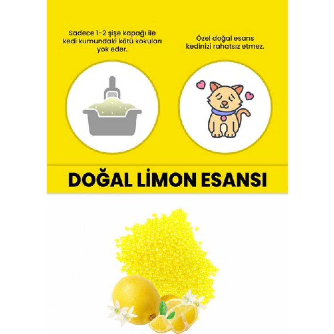 Kedi Kumu ve Tuvaleti Koku Giderici Granül, Limon Ferahlatıcı Etkili, Kokusuz Tuvalet Için, 250ML