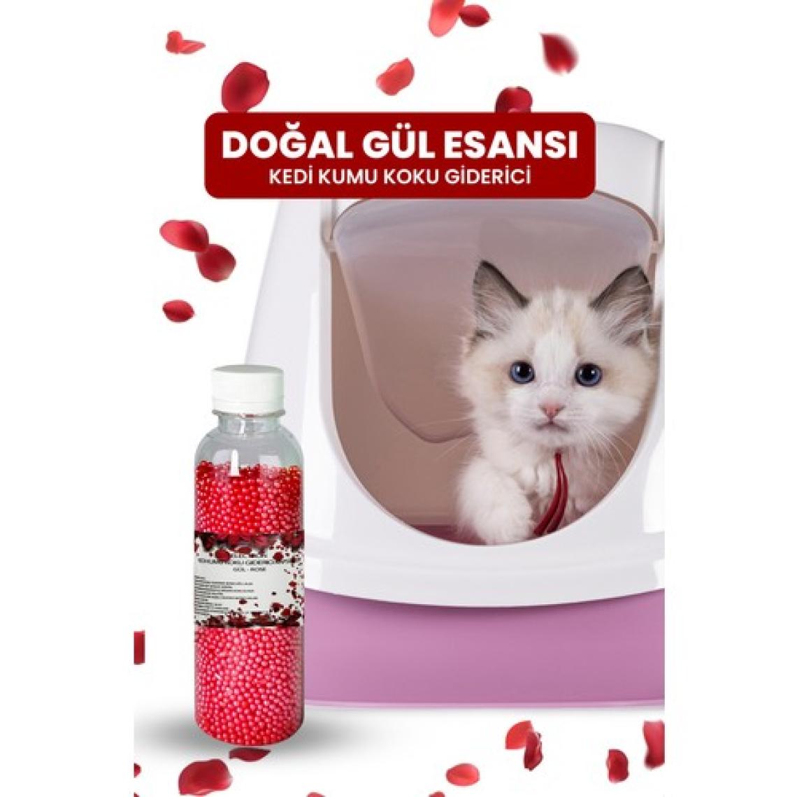 Kedi Kumu ve Tuvaleti Koku Giderici Granül, Gül Ferahlatıcı Etkili, Kokusuz Tuvalet Için, 250ML