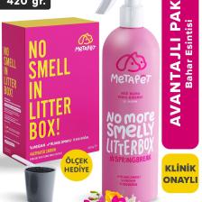 Kedi Kumu Koku Giderici Set, Kokusuz Kedi Kumu için Aktif Karbon (420 gr) ve Bahar Esanslı Sprey