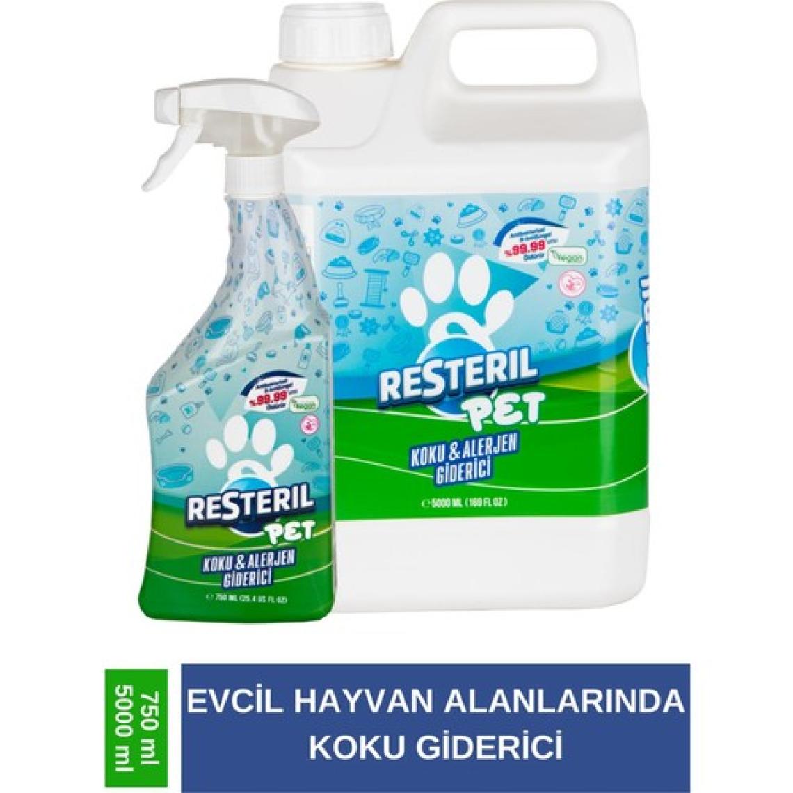 Resteril Hiyen Spreyi Pet 750X5000Ml Kedi Kumu Köpek Çiş Kusma Koku Dezenfektan Temizleyici