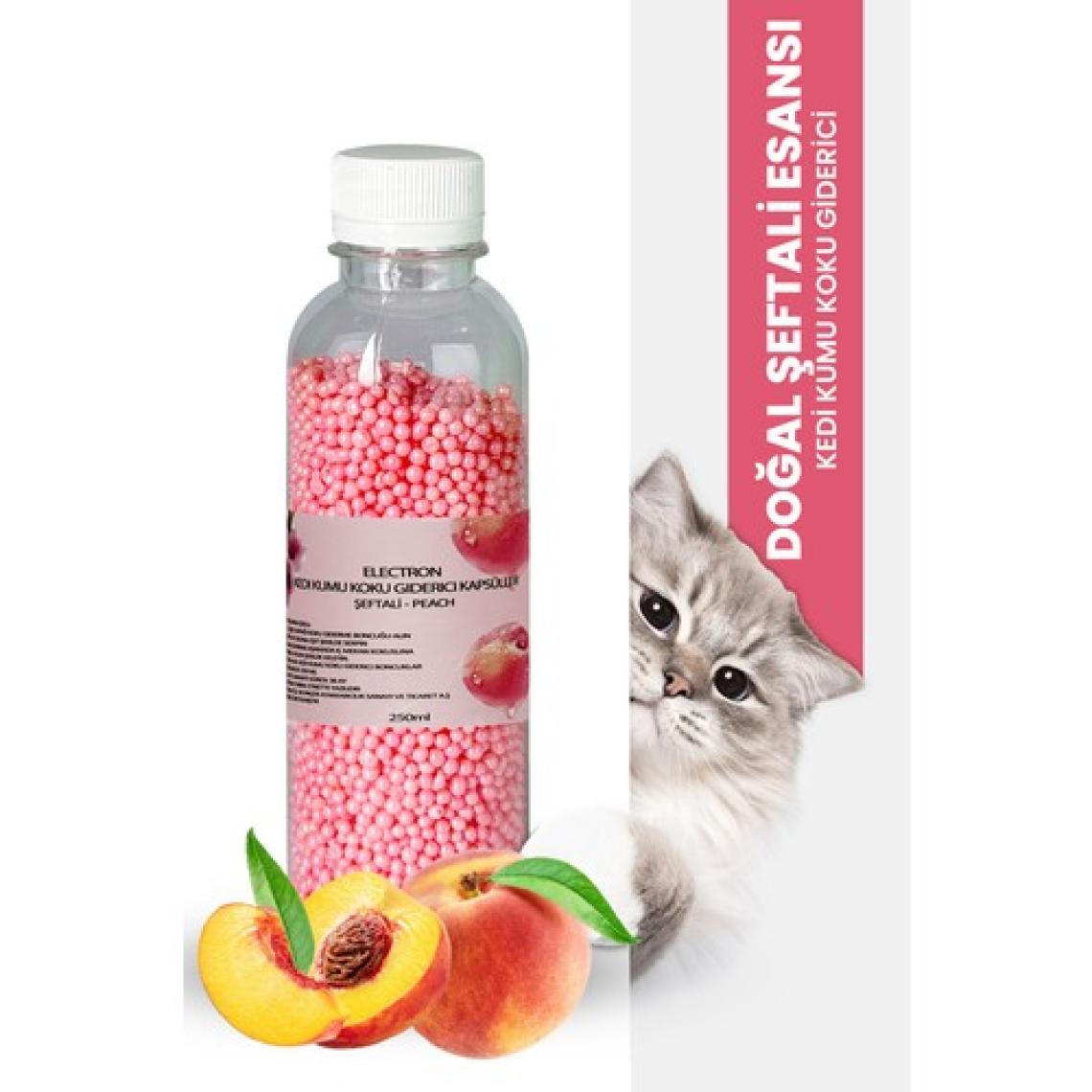 Kedi Kumu ve Tuvaleti Koku Giderici Granül, Şeftali Ferahlatıcı Etkili, Kokusuz Tuvalet Için, 250ML
