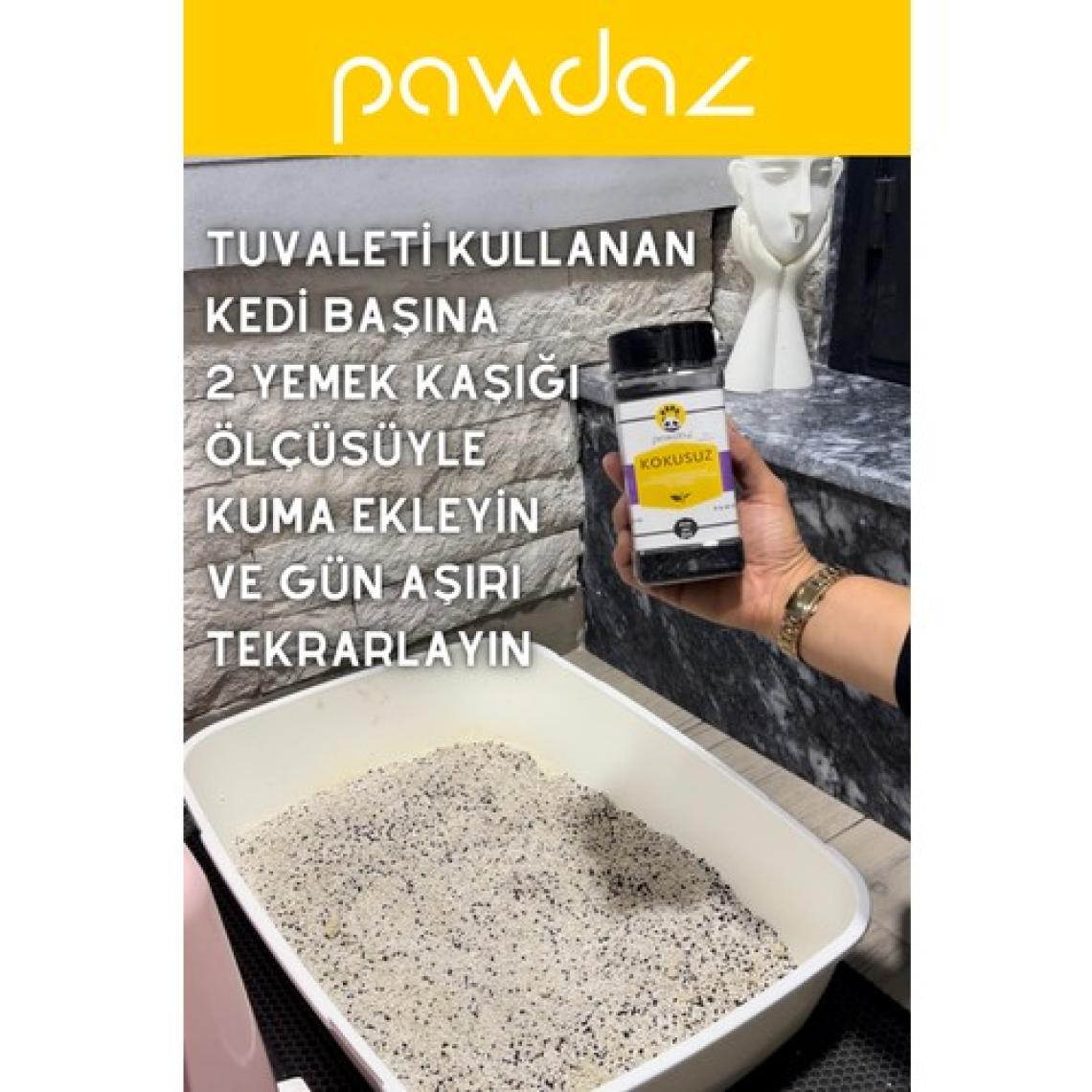 Pawdaz Kokusuz X3- Aktif Karbon ve Siyah Çay Özlü Kedi Kumu Kokusu Giderici