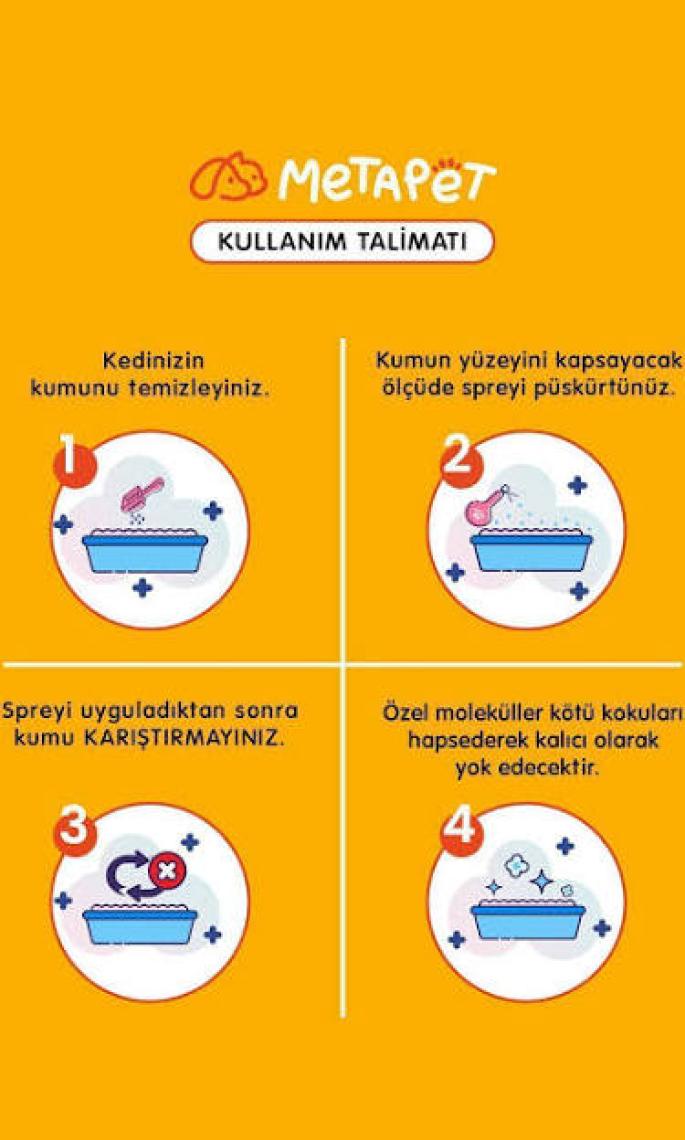 Metapet Parfümsüz Özel Kedi Kumu Koku Giderici, Doğal Ve Kokusuz/naturel Kedi Tuvaleti Için Sprey, 400 ml
