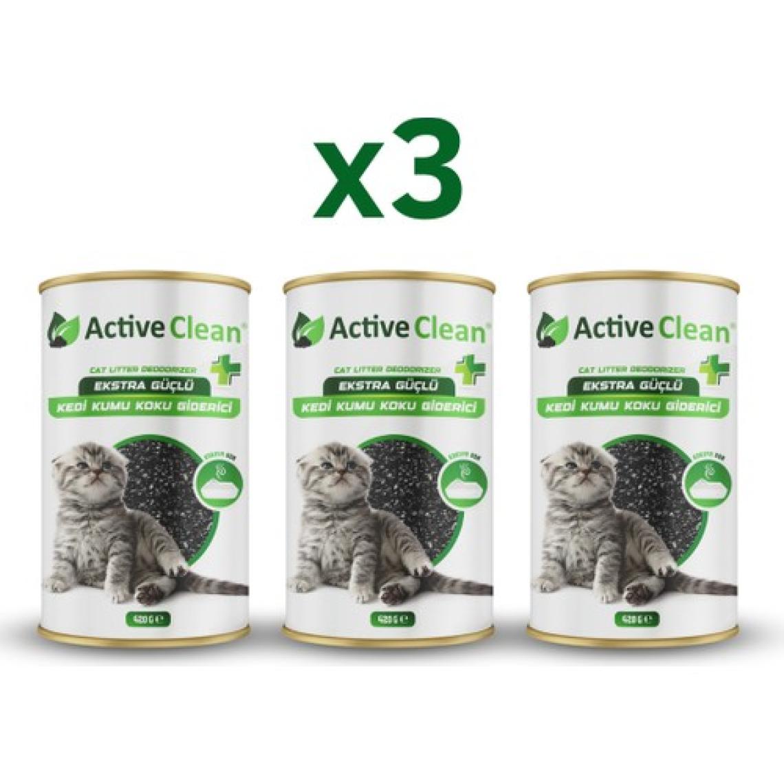 Active Clean Plus Kedi Kumu Koku Giderici 420 gr 3'lü Set