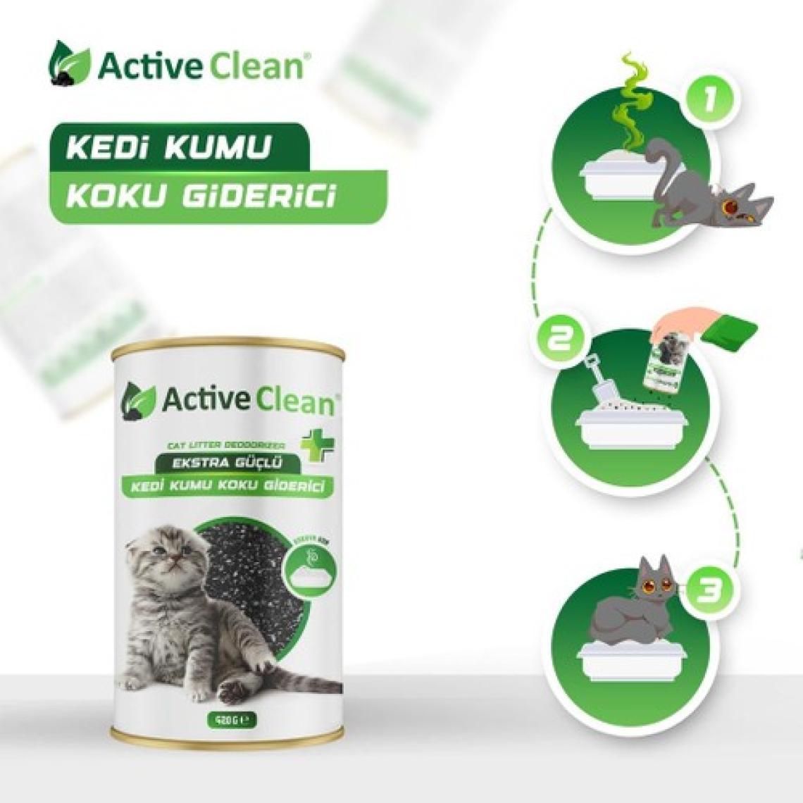 Active Clean Plus Kedi Kumu Koku Giderici 420 gr 3'lü Set