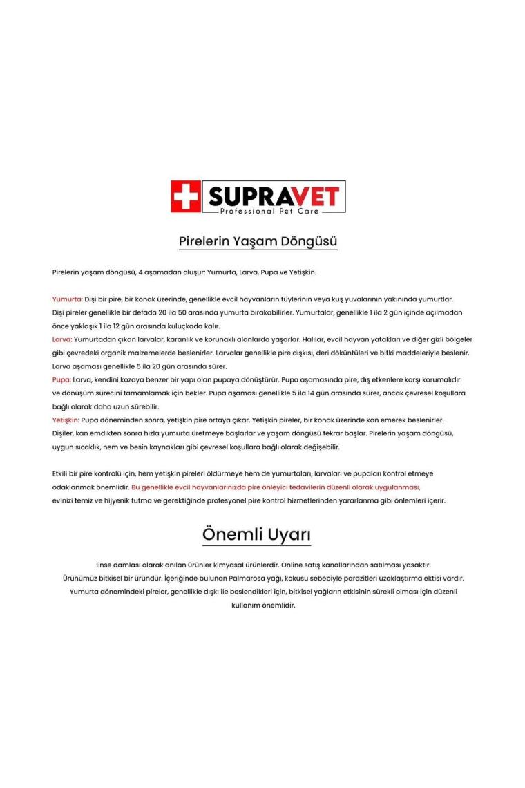 Supravet Küçük Irk Köpek Deri ve Tüy Bakım Ense Yağı; Bit Pire Kene Dış Parazit Bitkisel Damla 1 ml