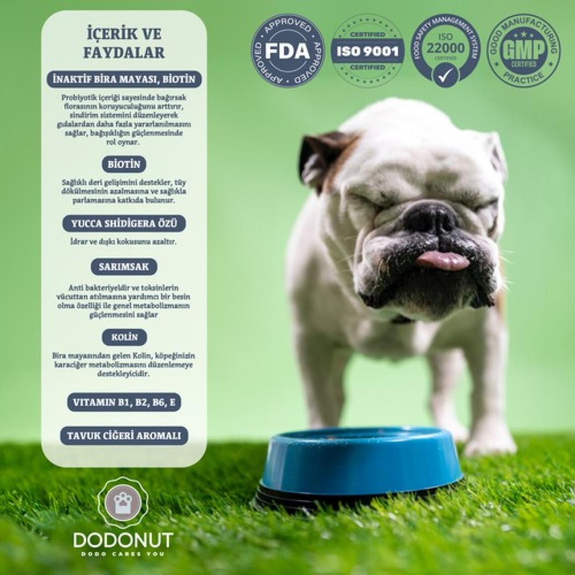 Dodonut HappyDerm Büyük Ve Orta Irk Köpekler Biotin Katkılı Deri Ve Tüy Sağlığı Besin Takviyesi, 100 Tablet