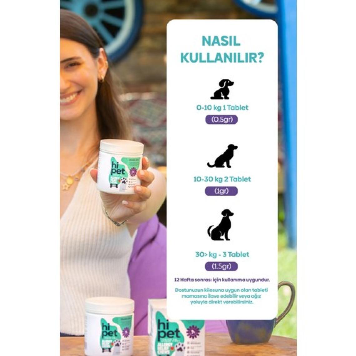 HiPet Köpek Çiğnenebilir Tablet 60 Adet – Doğal Yağ Asitleri ile Alerjik Cilt Bakımı ve Bağışıklık Güçlendirme