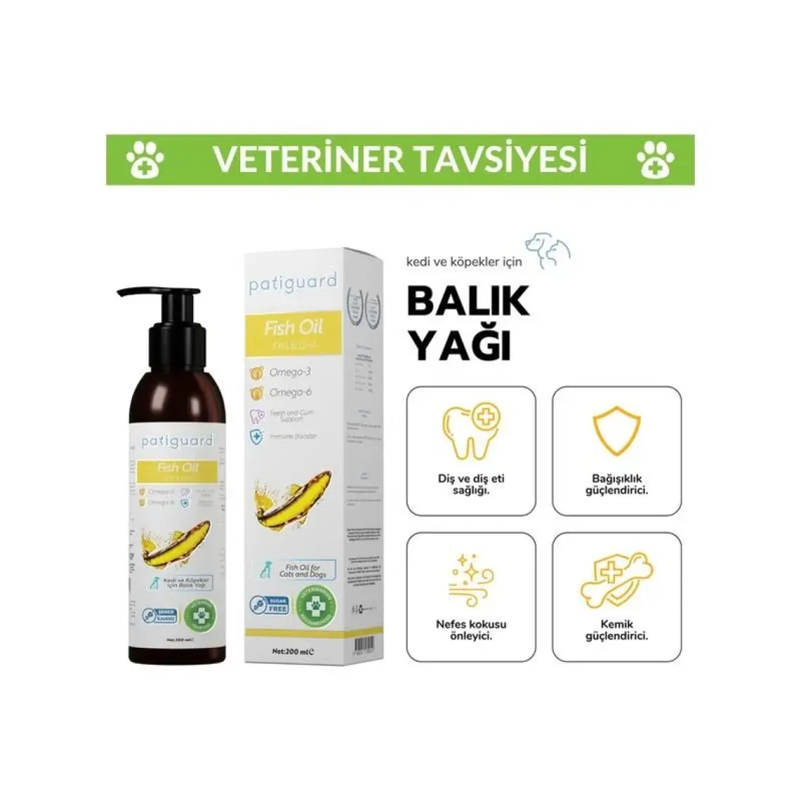 Fish Oil 200ML Kedi ve Köpek Için Omega 3 ve 6 Içerikli Balık Yağı