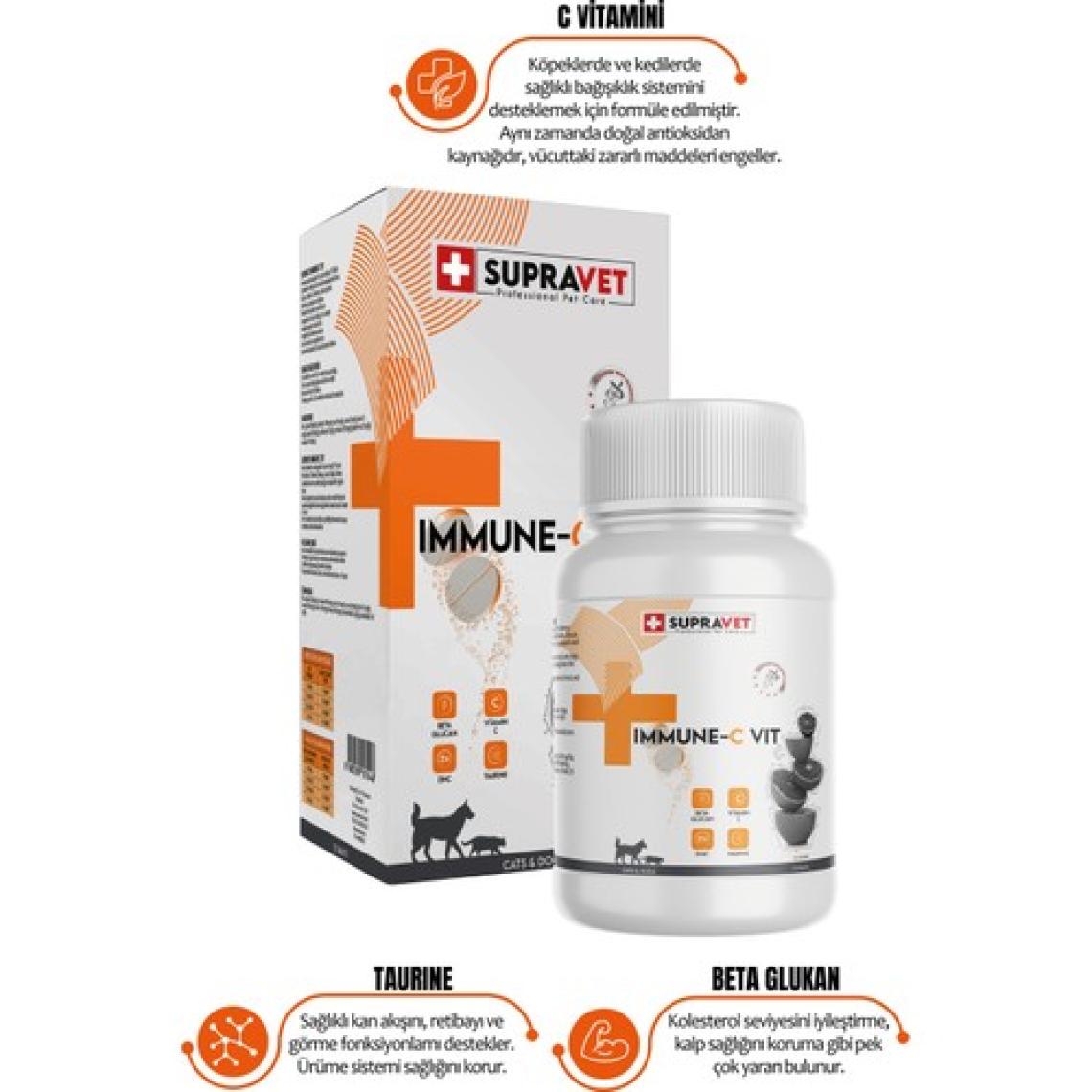 Supravet Immune C Kedi ve Köpekler Için  Tablet + Yavru Köpekler Için Vitamin Malt Macun 30 gr