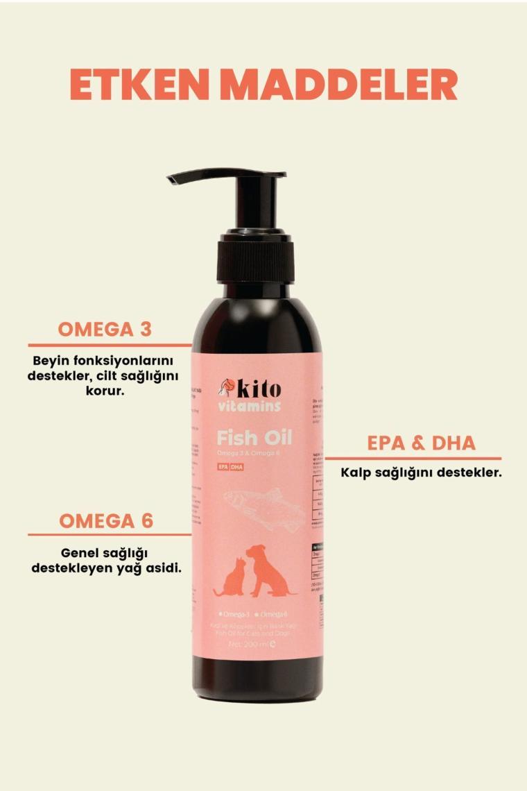 Premium Balık Yağı 200 ml (KEDİ VE KÖPEKLER İÇİN OMEGA 3 & 6 İÇERİKLİ BALIK YAĞI)