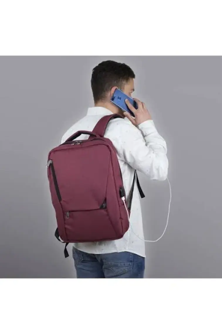 My Valice Smart Bag Active USB Şarj Girişli Slim Notebook Sırt Çantası Bordo