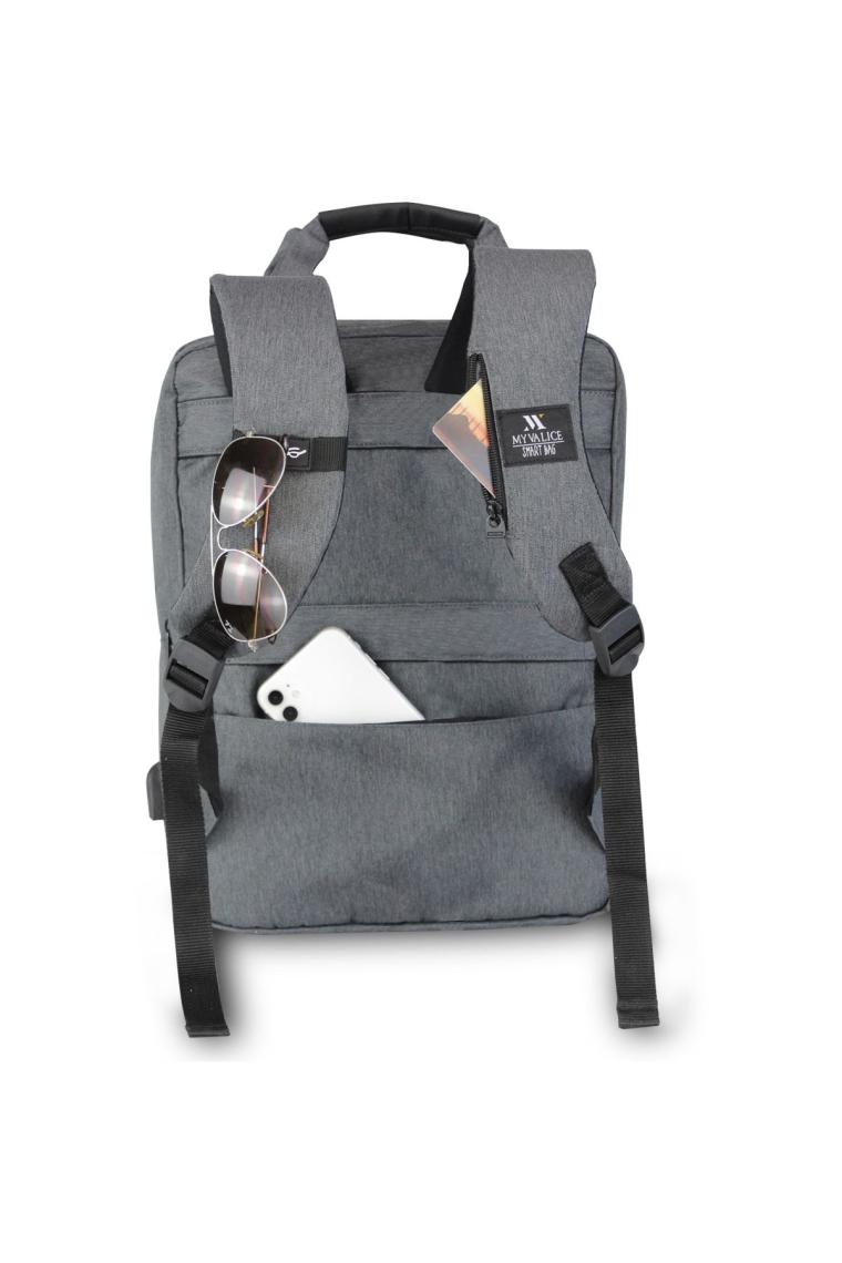 My Valice Smart Bag USB Şarj Girişli Akıllı Sırt Çantası 1205 Gri