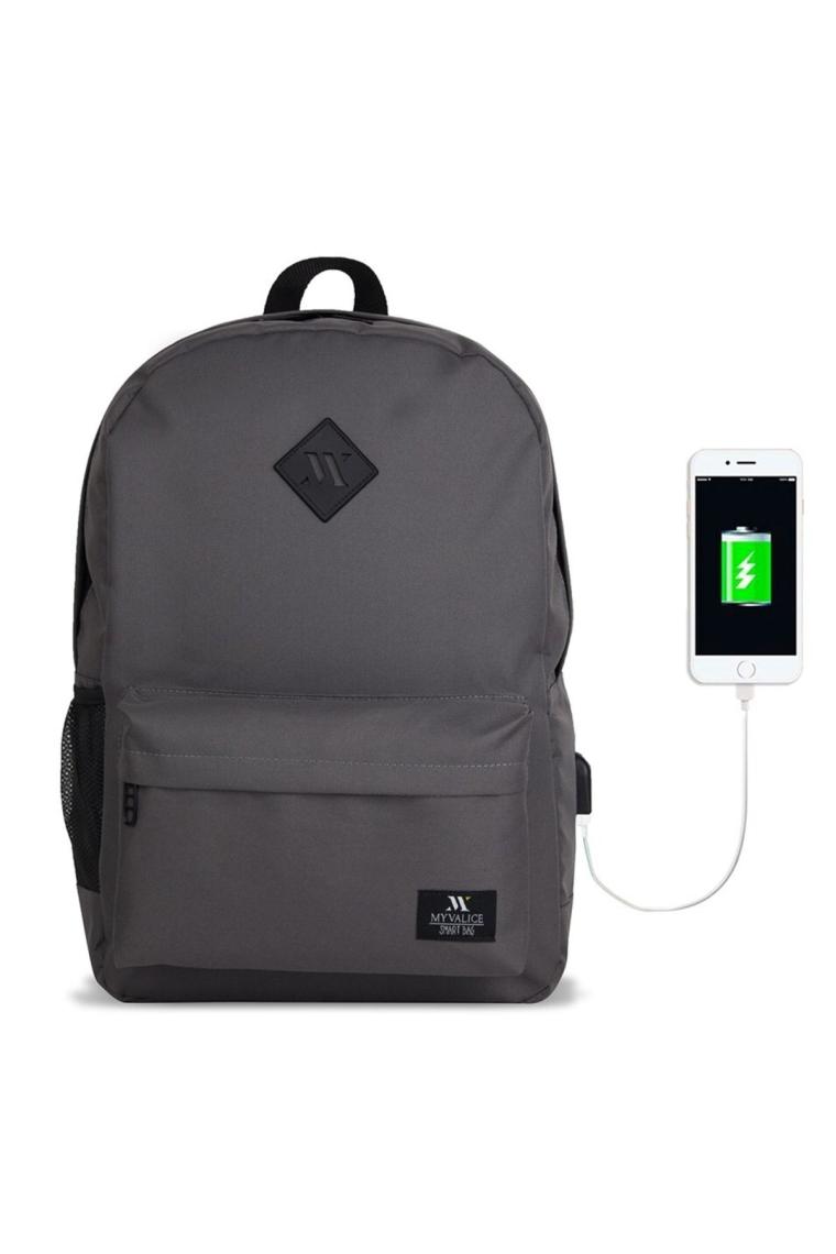 My Valice Smart Bag Specta 15.6" Usb Şarj Girişli Akıllı Gri Notebook Sırt Çantası