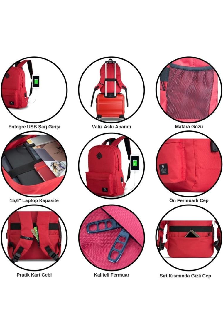 My Valice Smart Bag Specta 15.6" Usb Şarj Girişli Akıllı Gri Notebook Sırt Çantası