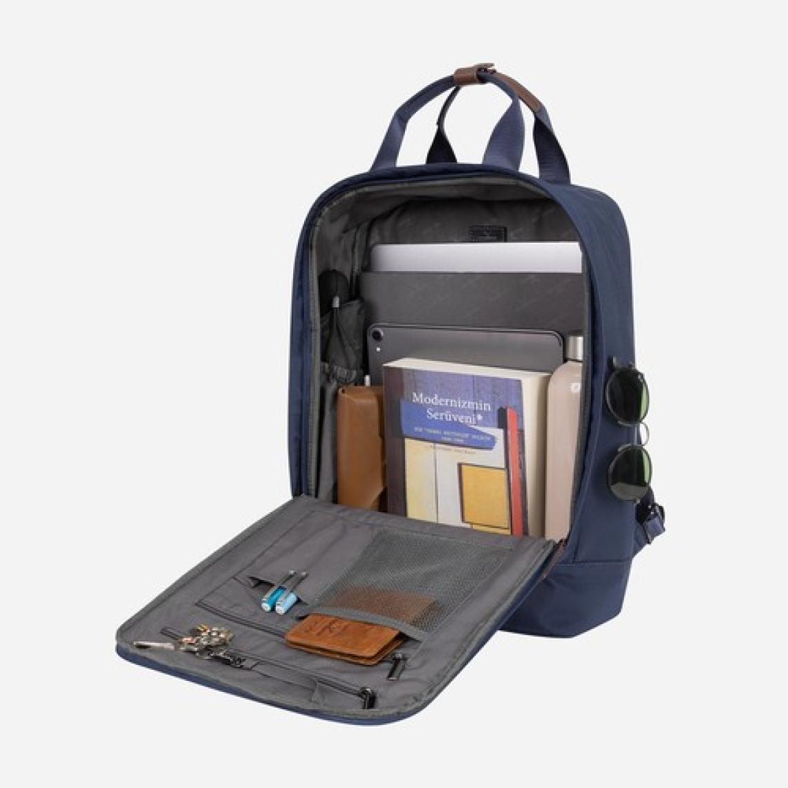 Nordbron Solna Unisex Okul Bacpack Dolgulu Laptop Bölmeli Deri Kemer Su Geçirmez Sırt Çantası