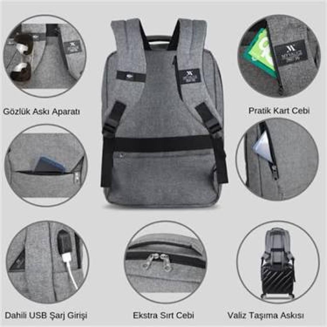 My Valice Smart Bag Active USB Şarj Girişli Slim Notebook Sırt Çantası Siyah