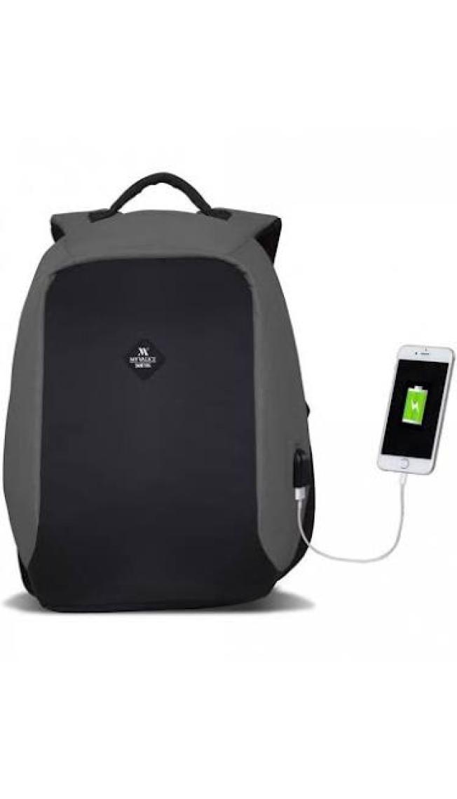 My Valice Smart Bag Secret USB Şarj Girişli Akıllı Sırt Çantası Gri
