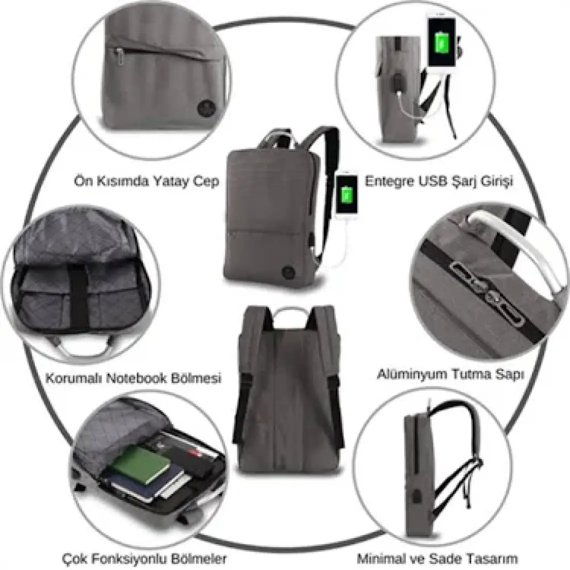 My Valice Smart Bag USB Şarj Girişli Akıllı Sırt Çantası 1210 Bordo