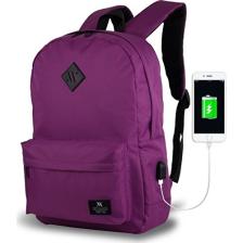 My Valice Smart Bag Specta 15.6" Usb Şarj Girişli Akıllı Mürdüm Notebook Sırt Çantası