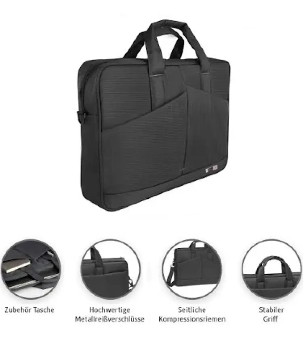 Vegmann AV6457 Laptop Çantası 17.3" Notebook Bilgisayar Laptop Evrak Çantası - Siyah -Unisex