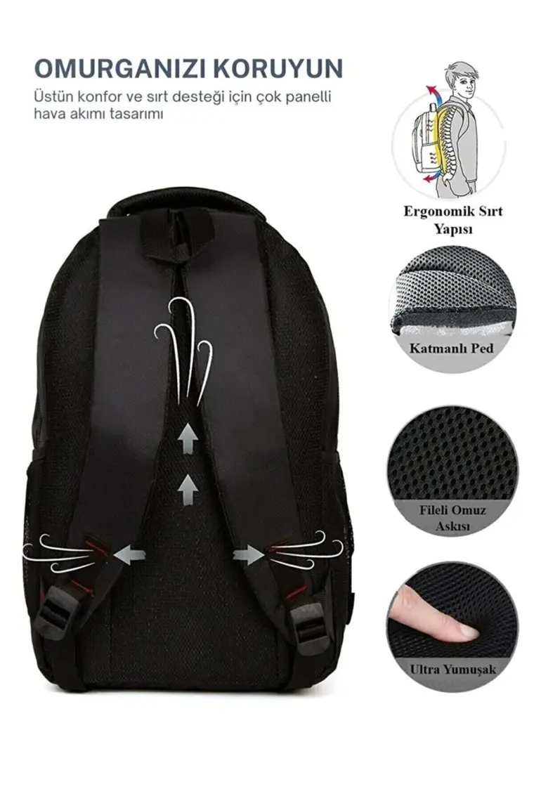Byhakan NW-8112 Unisex Okul Sırt Çantası Öğrenci Günlük Seyahat Tatil Spor Yürüyüş Seyahat Gezi Kamp Günlük