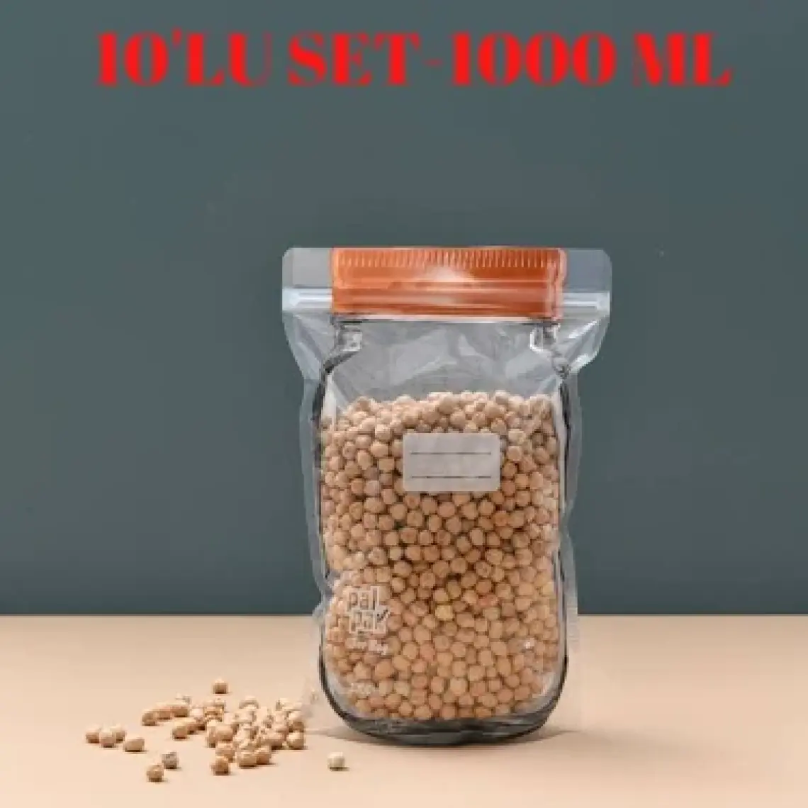Büyük Boy Altınyaldız Metal Kapaklı Kavanoz Görünümlü Saklama Poşeti 17x27 Cm -10 Adet-1000 ml