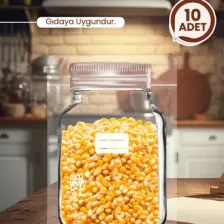 Büyük Boy Altınyaldız Metal Kapaklı Kavanoz Görünümlü Saklama Poşeti 17x27 Cm -10 Adet-1000 ml