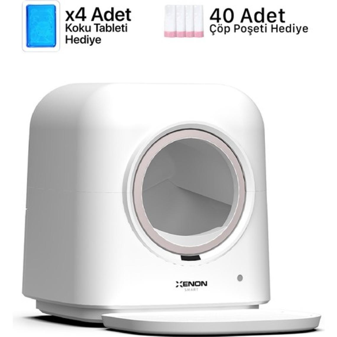 Xenon Smart Akıllı Otomatik Kedi Tuvaleti UV Sterilizasyonlu Koku Tableti ve Çıkarılabilir Kum Paspası Hediyeli Cat Cleaner X8620