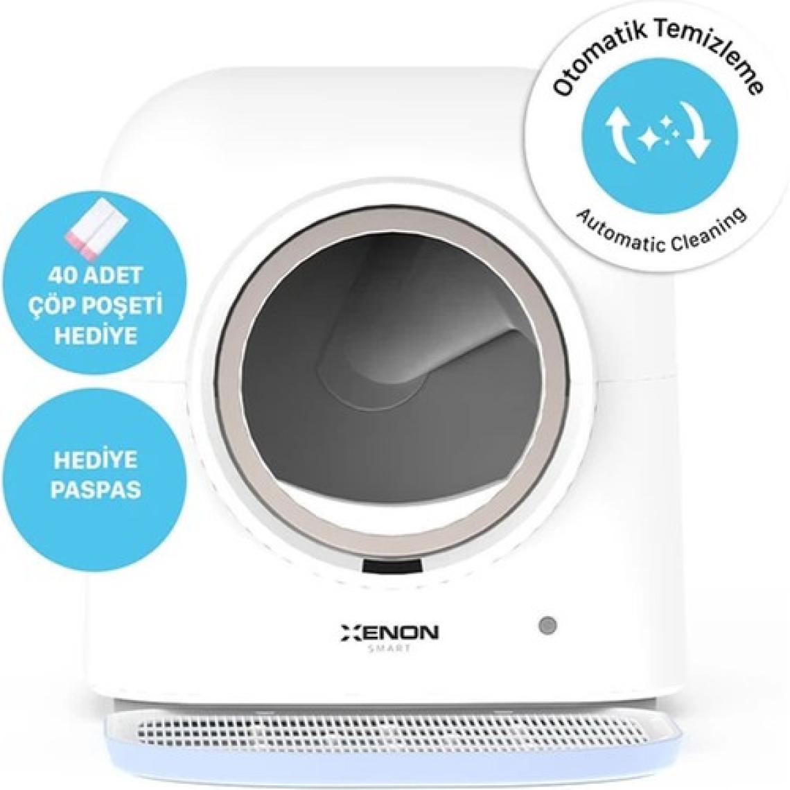 Xenon Smart Akıllı Otomatik Kedi Tuvaleti UV Sterilizasyonlu Koku Tableti ve Çıkarılabilir Kum Paspası Hediyeli Cat Cleaner X8620