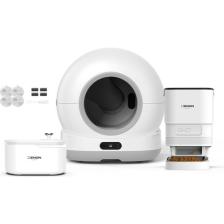 Xenon Smart Akıllı Otomatik Kedi Tuvaleti Paslanmaz Çelik Kaseli Mama Kabı Ultra Sessiz LED Işıklı Su Pınarı ve Filtre 4'lü Pet Seti