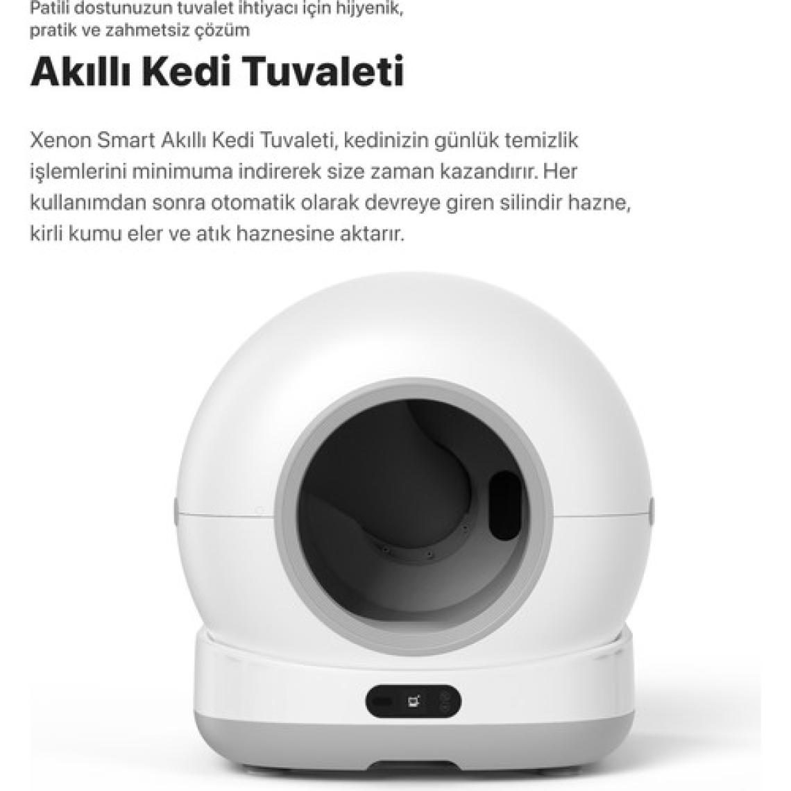 Xenon Smart Akıllı Otomatik Kedi Tuvaleti Paslanmaz Çelik Kaseli Mama Kabı Ultra Sessiz LED Işıklı Su Pınarı ve Filtre 4'lü Pet Seti