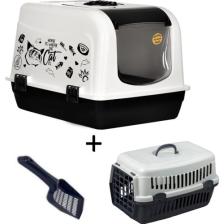 OPTIMAL Kapalı Lüx Kedi Tuvalet Kabı Üsten Açılır ( + Taşıma Kabı  )