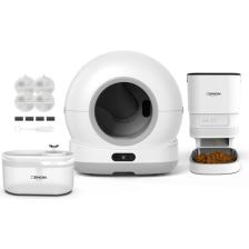 Xenon Smart Akıllı Otomatik Kameralı Kedi Tuvaleti Paslanmaz Çelik Kaseli Mama Kabı LED Işıklı Su Pınarı ve Filtre 4'lü Pet Seti