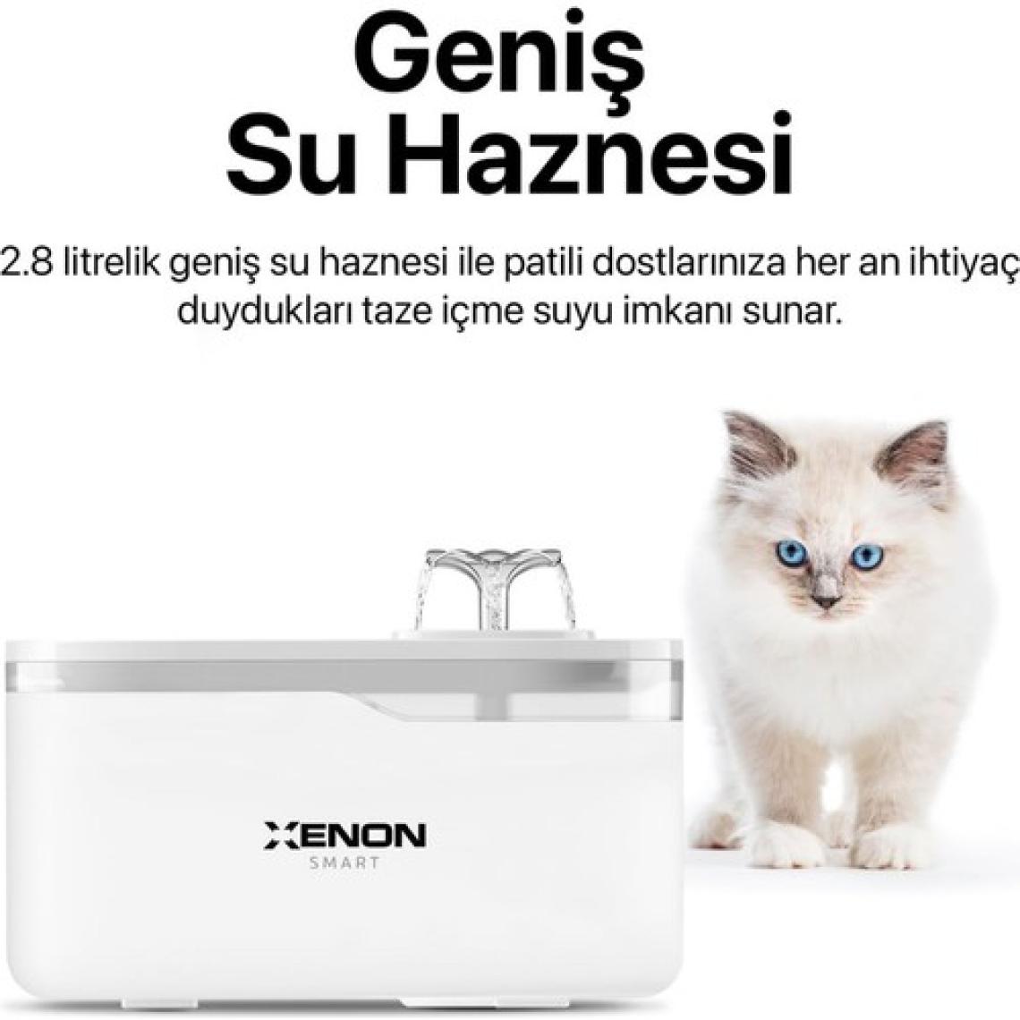 Xenon Smart Akıllı Otomatik Kameralı Kedi Tuvaleti Paslanmaz Çelik Kaseli Mama Kabı LED Işıklı Su Pınarı ve Filtre 4'lü Pet Seti