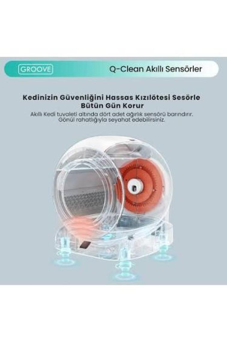 Groove Q-Clean Wi-Fi Otomatik Akıllı Kedi Tuvaleti Turuncu (Ultra Sessiz+Akıllı Sprey Koku Giderici+App Kontrol+Akıllı Sensör)