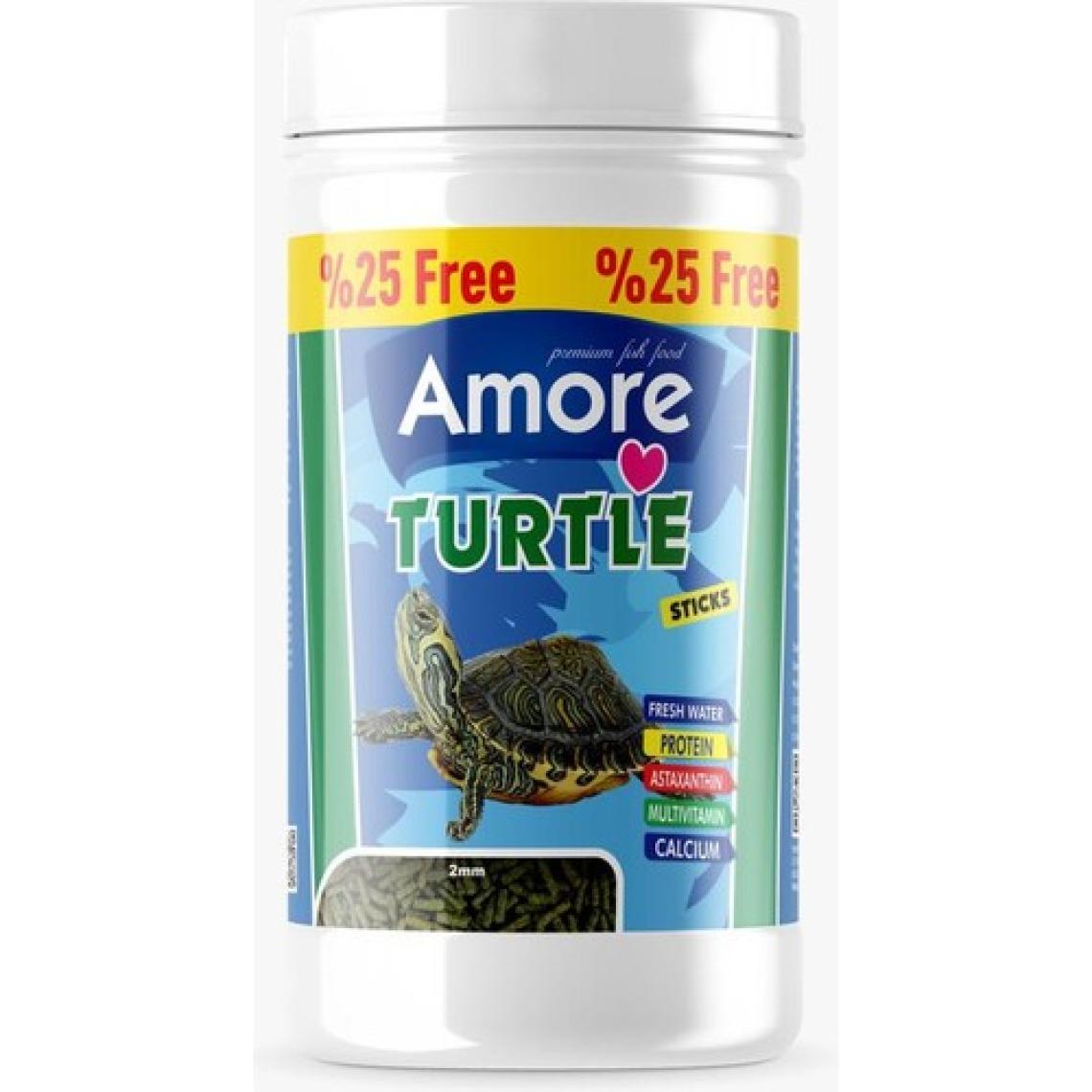 Amore Turtle Green Sticks 125 ml + Lotus 100 ml Su Kaplumbağası Yemi ve Vitamin Seti
