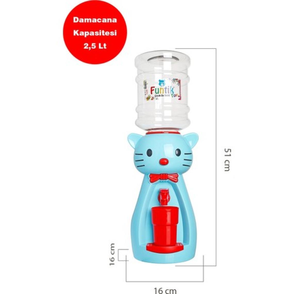 Funtik Kedi Konsepti Mavi Çocuk Su Sebili