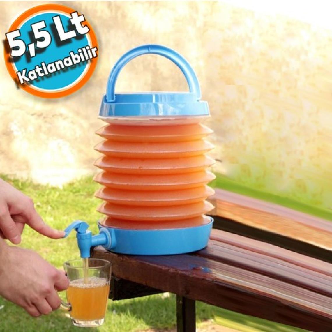 Körüklü Katlanabilir Su Sebili Termos Çeşmeli 5.5 Litre Piknik Kamp Pratik Su Ayran Içecek Bidonu