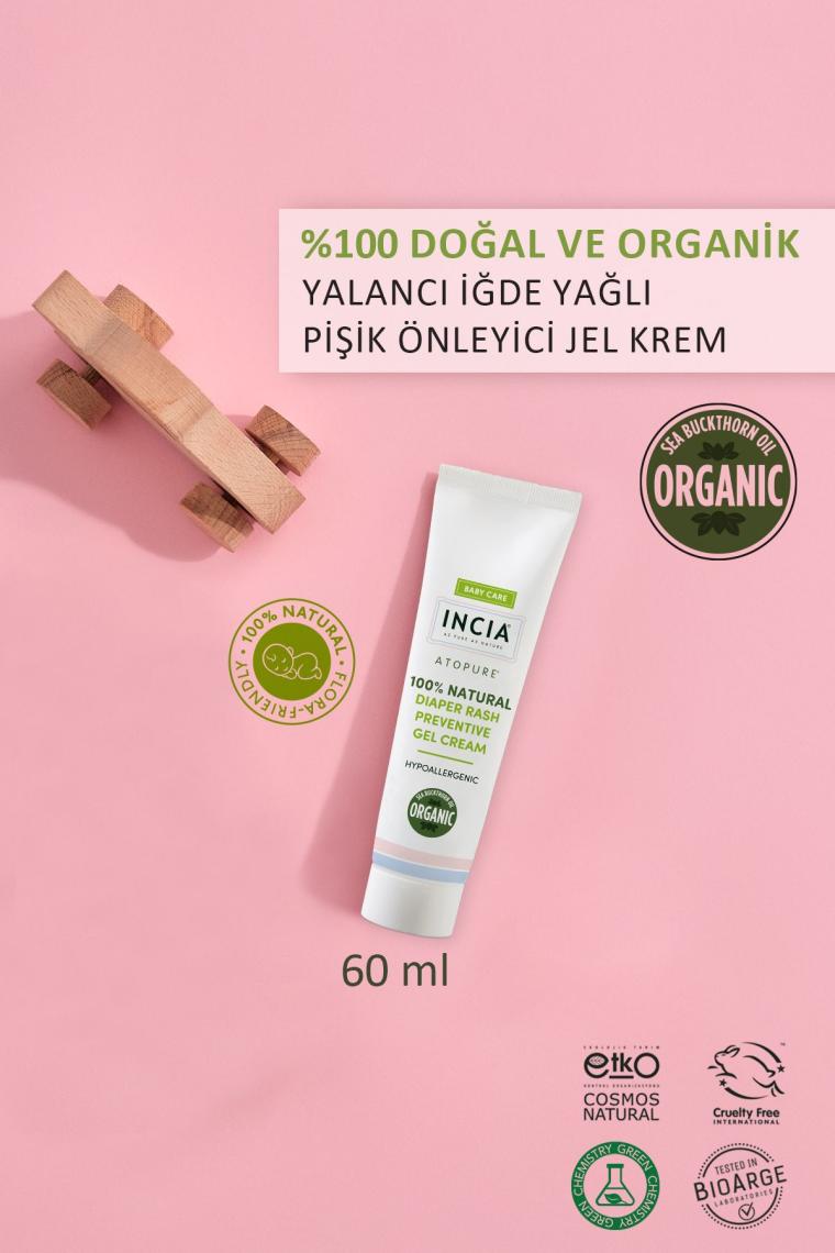%100 Doğal Pişik Önleyici Jel Krem Organik Yalancı İğde Bakım Kremi Bitkisel 60 ml