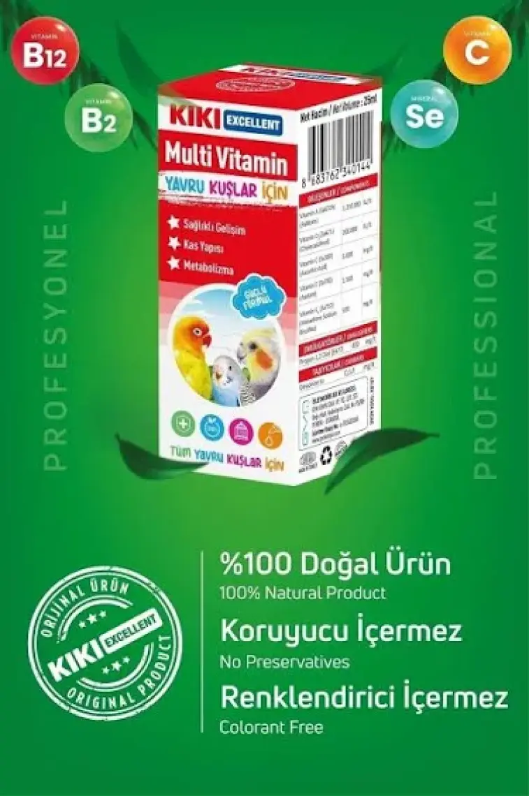 Tüm Kafes Kuşları Için Multi Vitamin - Kuş Multi Vitamin - Ekstra Vitamin Takviyesi - 25ml