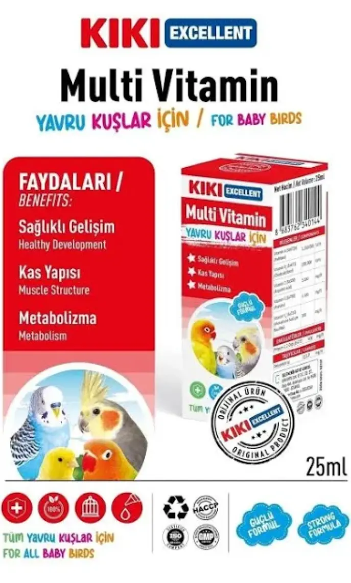 Tüm Kafes Kuşları Için Multi Vitamin - Kuş Multi Vitamin - Ekstra Vitamin Takviyesi - 25ml