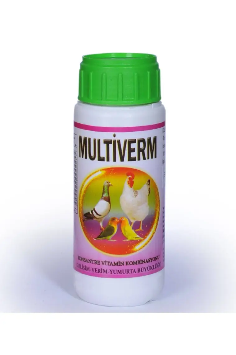 MULTİVERM Yumurta verimini Artırıcı - Gelişim için Tavuk Civciv Kaz Keklik Muhabbet Kuşu Kanarya Güvercin Multivitamin Vitamin