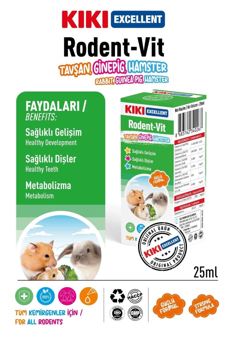 Kemirgen Rodent-vit - Guinega Pig, Hamster, Tavşanlar Için Vitamin - Multivitamin Etkili - 25 Ml.