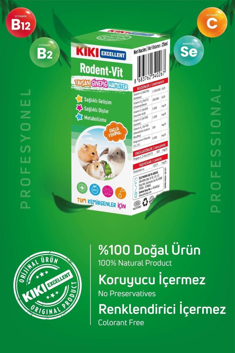 Kemirgen Rodent-vit - Guinega Pig, Hamster, Tavşanlar Için Vitamin - Multivitamin Etkili - 25 Ml.