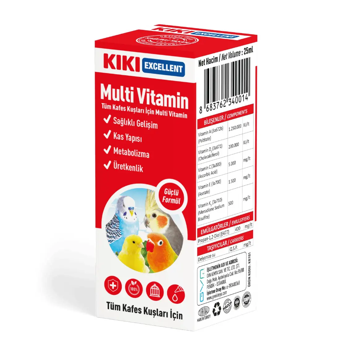 Kiki Excellent Kuş Multi Vitamin 25 Ml. KB101