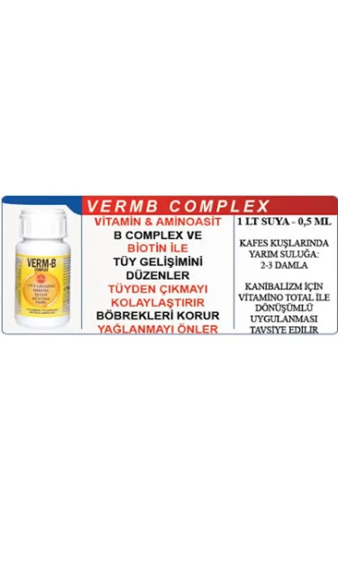 Vermb Complex- Tavuk Civciv Kaz Keklik Muhabbet Kuşu Kanarya Güvercin Sorunu Ve Tüyden Çıkarma Biotin Vitamin