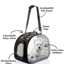 NS Reliable Şeffaf Uzay Kapsülü Nefes Alabilir & Katlanabilir Kedi-Köpek Taşıma Çantası - Siyah